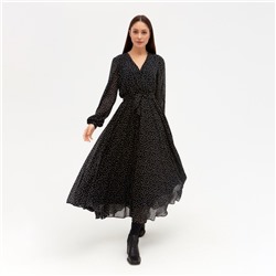 Платье женское с поясом MIST миди, размер 44, чёрный