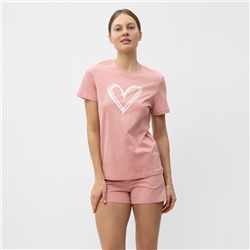 Комплект домашний женский (футболка,шорты), цвет розовый, размер 44