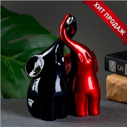 Фигура "Пара слонов" черный/бордовый, 7х12х16см