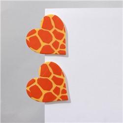 Серьги акрил "Сердце" жираф, цвет жёлто-оранжевый