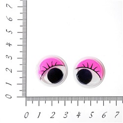 Глазки бегающие клеевые с ресн. 24мм ,  розовый (О2)