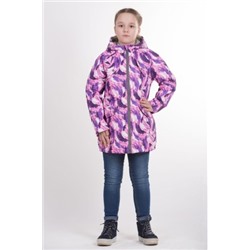 Детская удлиненная куртка с принтом для девочки весна/осень КМ-003 (фиолет)