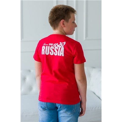 Футболка подростковая из кулирки Россия красный
