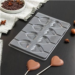 Форма для шоколада и конфет «Сердце», 27,2×18,2 см, 8 ячеек, цвет прозрачный