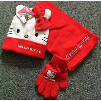 !!!__Шапка+Шарф+Перчатки "Hello Kitty"