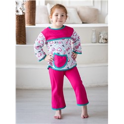 Пижама детская из футера Катя розово-зеленые сердца