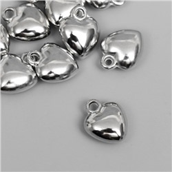 Подвеска "Сердце", цвет серебро 12х15 мм
