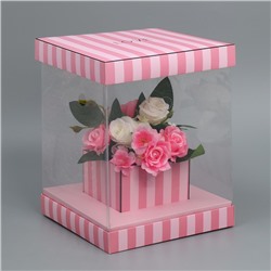Коробка для цветов с вазой и PVC окнами складная «Love», 23 х 30 х 23 см